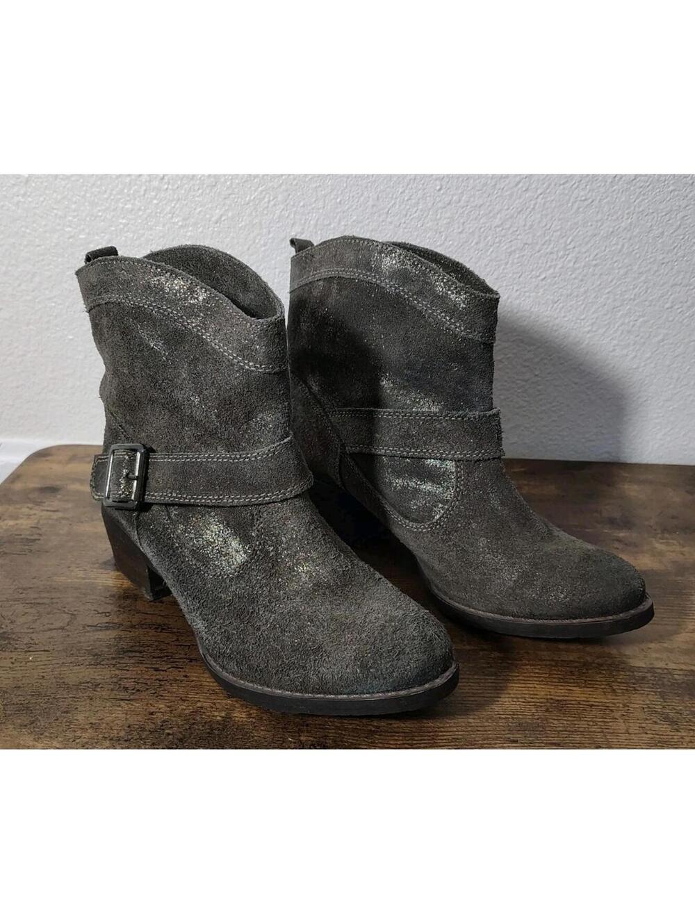 Naughty Monkey Sparkle Metallic Gray Grey Western Ankle Boot
